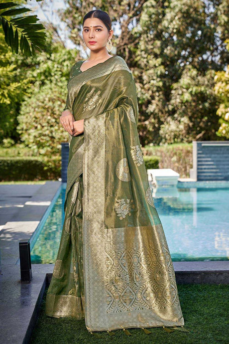Mehendi Green Simar Silk Zari Woven Saree