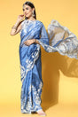 Buy Organza Embroidered Saree in Blue Online