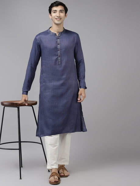 Buy Men's Purple Art Silk Woven Thread Work Kurta Pajama Set Online
