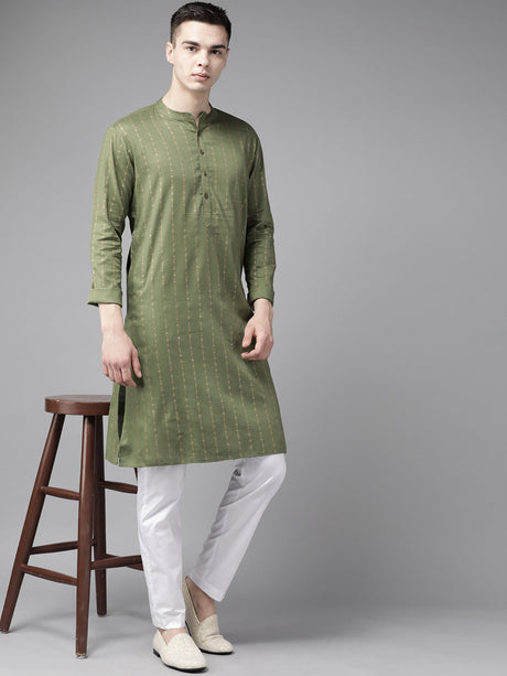 Buy Men's Green Pure Cotton Printed Kurta Pajama Set Online