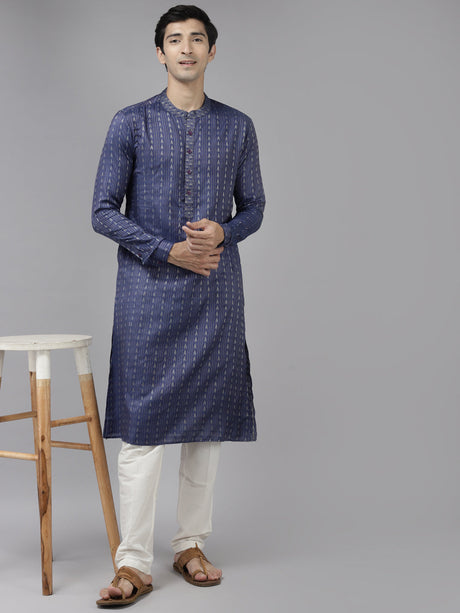 Buy Men's Purple Art Silk Woven Thread Work Kurta Pajama Set Online