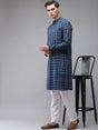 Buy Men's Blue Cotton Hand Block Printed Kurta Pajama Set Online