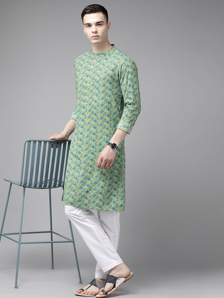 Buy Men's Multi Pure Cotton Printed Kurta Pajama Set Online