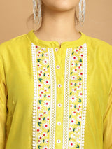 Yellow  Chanderi Printed Kurta Set