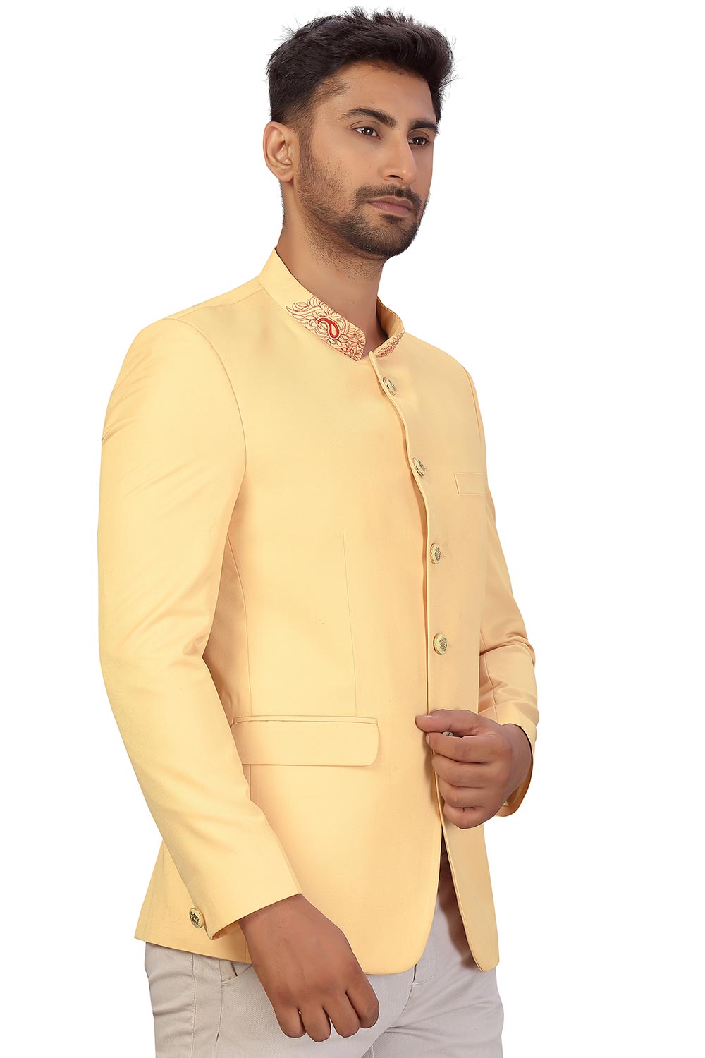 Buy Men's Suiting Fabric  Solid Jodhpuri in Cream  Online