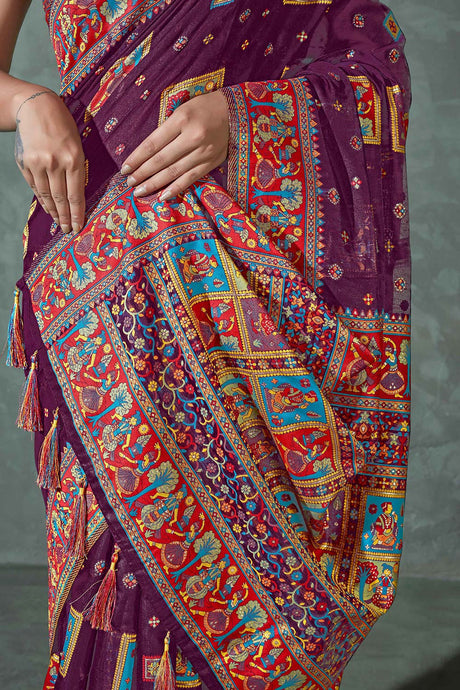 Purple Art Silk Zari Woven Saree