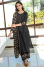 Buy Pure Cotton Solid Ready to Wear Suit Set in Black Online
