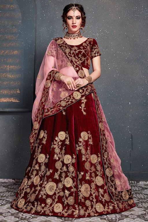 Velvet lehenga clearance bridal