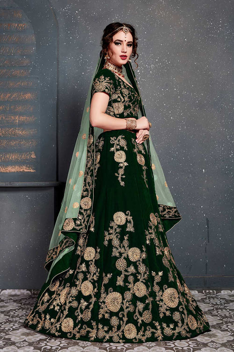 Dark Green Multi Colour Digital Printed Silk Lehenga Choli - Indian Heavy  Anarkali Lehenga Gowns Sharara Sarees Pakistani Dresses in  USA/UK/Canada/UAE - IndiaBoulevard