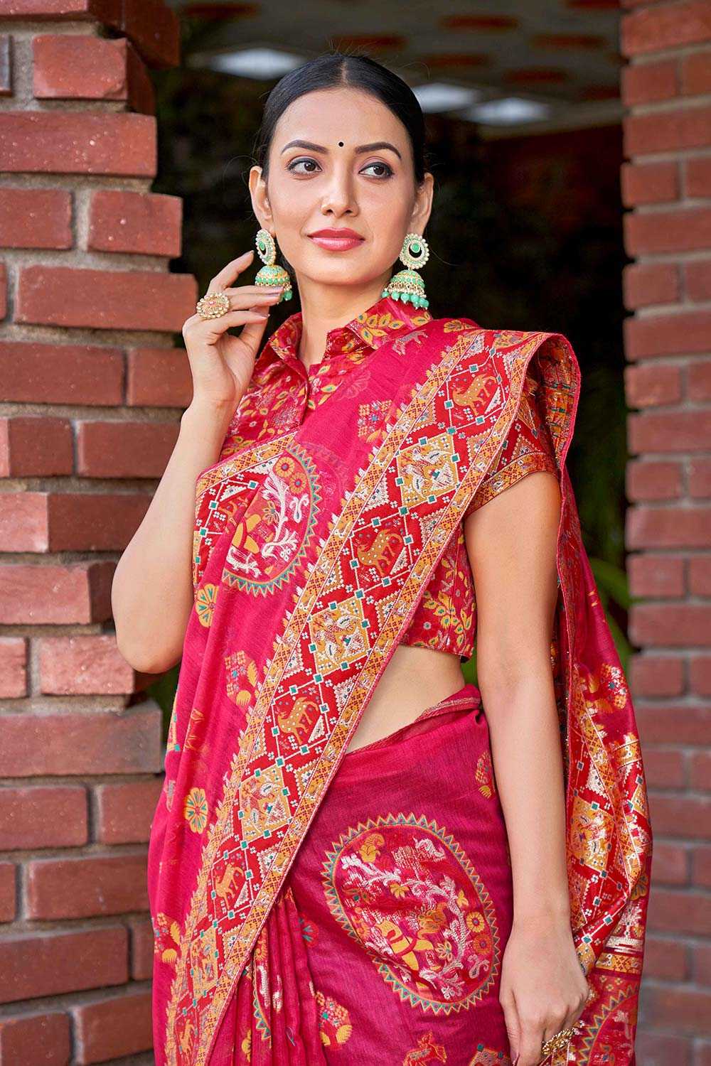 Pink Cotton Silk Zari Woven Saree