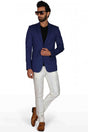 Buy Men's Suiting Fabric  Solid Blazer in Blue Online