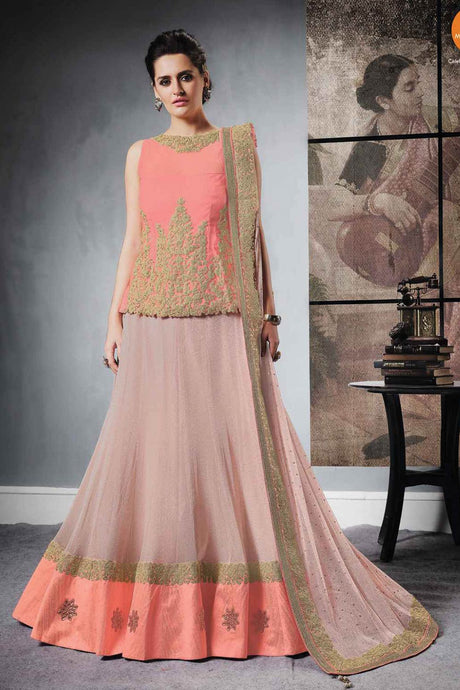 Buy Pink Lycra Cord embroidery Lehenga Set Online