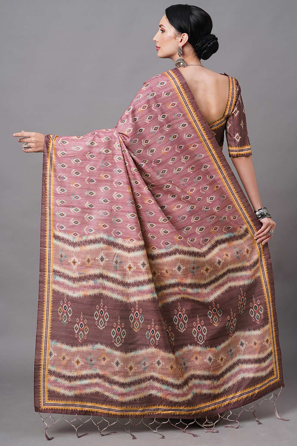 Bhagalpuri Silk Mauve Digital Print Designer Saree