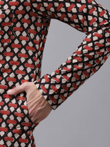 Buy Men's Beige Cotton Hand Block Printed Kurta Pajama Set Online - Zoom In