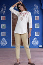 Buy Blended Cotton Embroidered Kurta Top in White Online