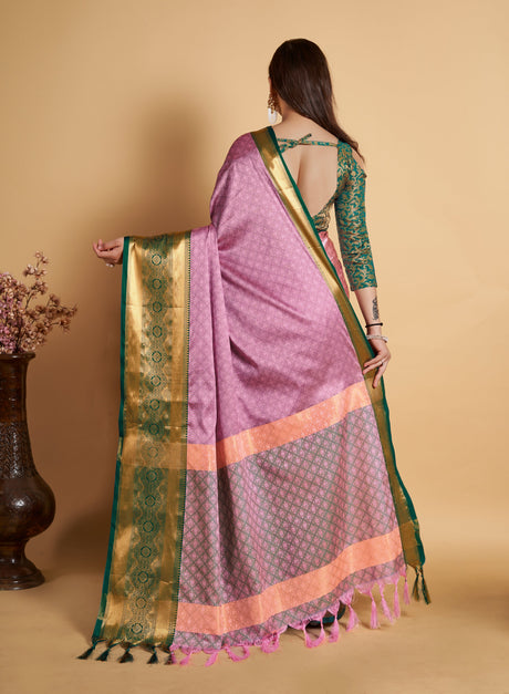 Pink Soft Silk Soft Saree