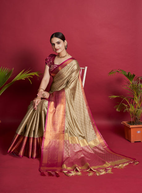 Brown Soft Silk Soft Saree