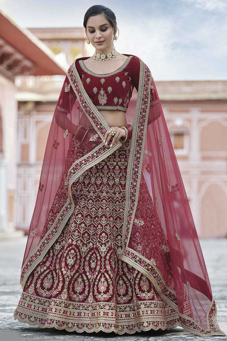 Buy Maroon Lehenga Online In India - Etsy India