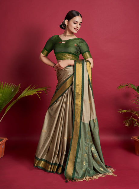 Grey Banarasi Silk Banarasi Saree