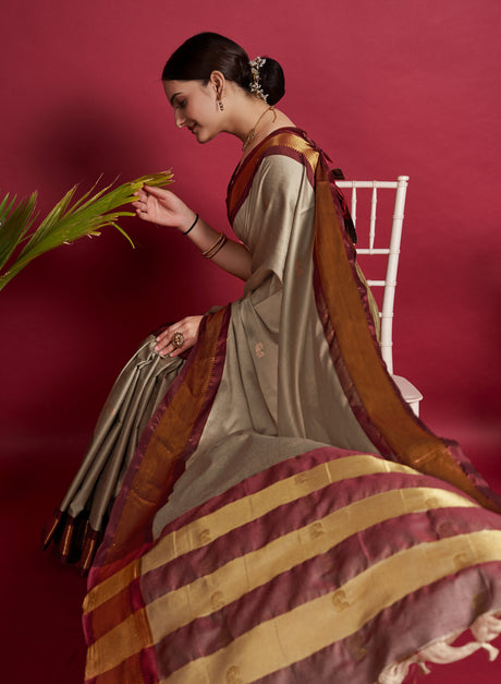 Light Brown Banarasi Silk Banarasi Saree