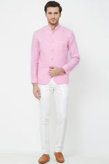 Buy Men's Linen solid Jodhpuri Set in Baby Pink Online