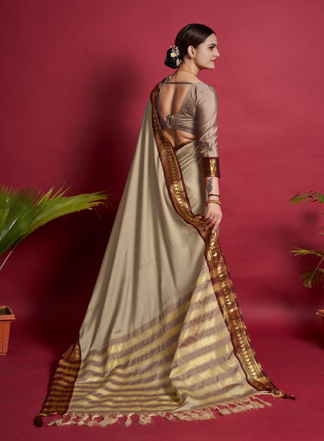 Light Brown Soft Silk Soft Saree