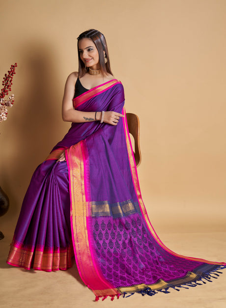 Purple Banarasi Silk Purple Saree