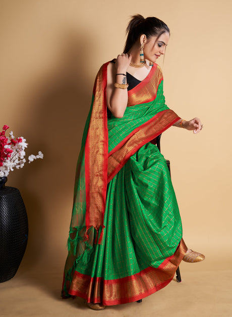 Green Silk Blend Green Saree