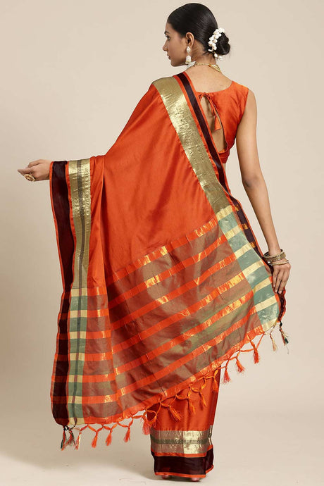 Orange Aura Silk Woven Design Uppada Saree