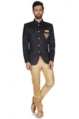 Buy Men's Velvet Solid Jodhpuri in Black Online