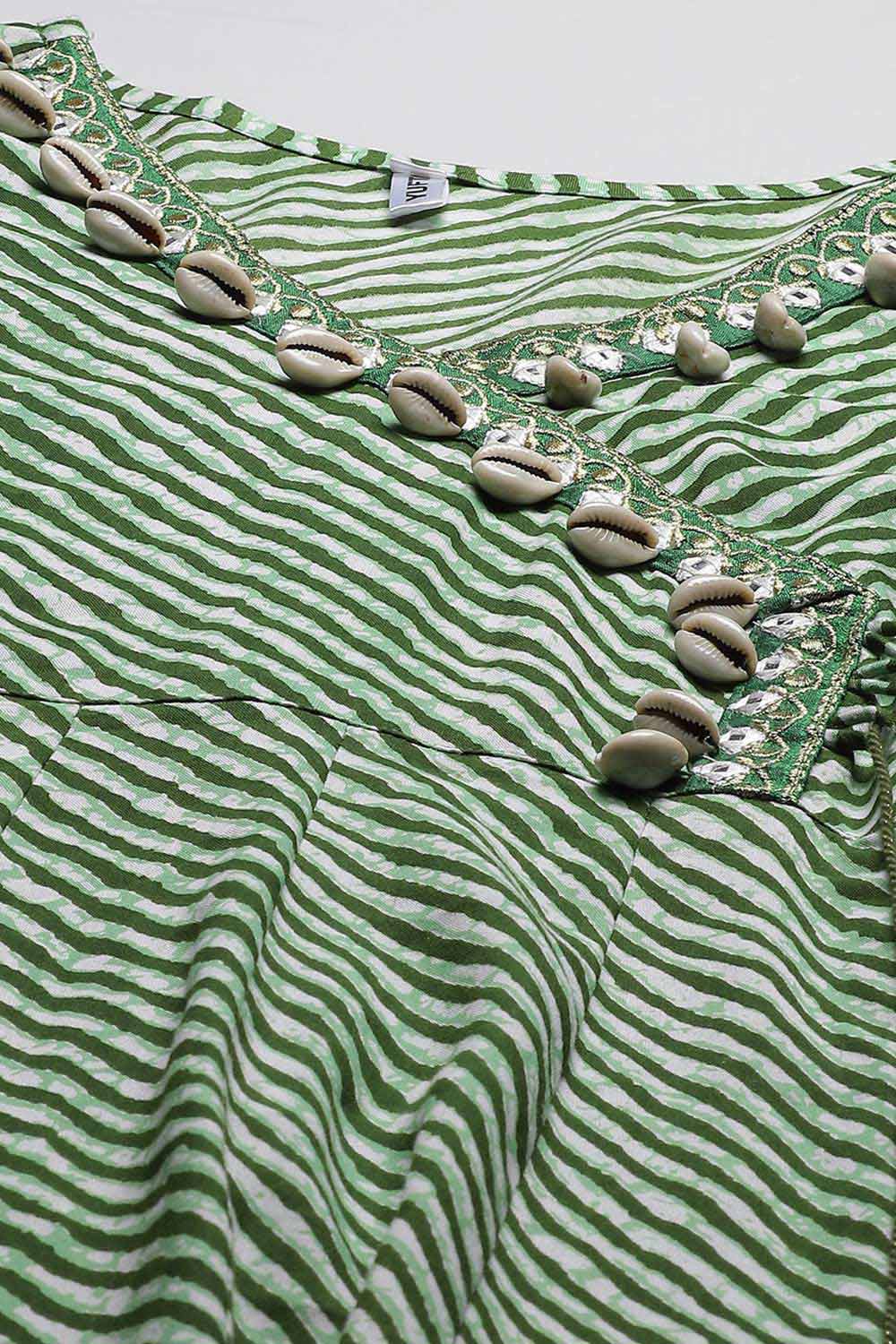 Viscose Rayon Tie Dye Kurta Top in Green - Design