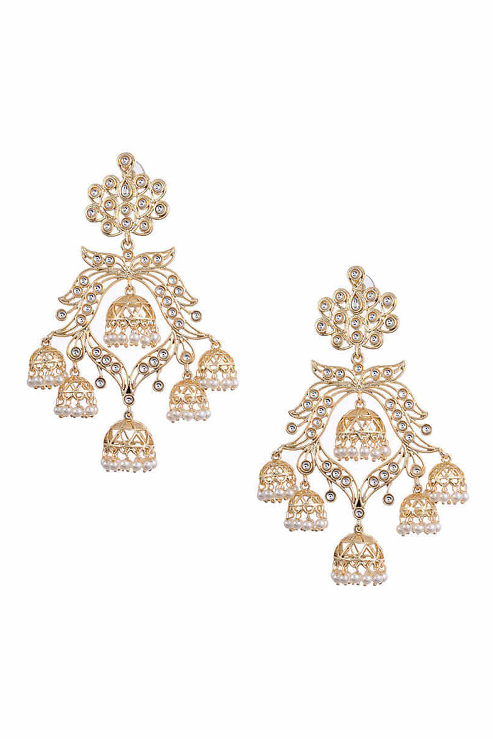 Women's Alloy Metal Jhumka Earrings In Gold