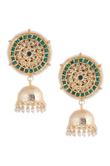 Women's Alloy Metal Jhumka Earrings In Green