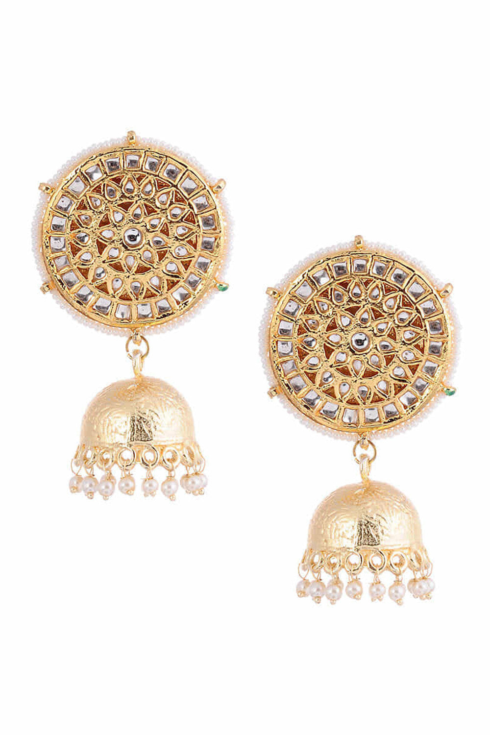 Women's Alloy Metal Jhumka Earrings In Gold