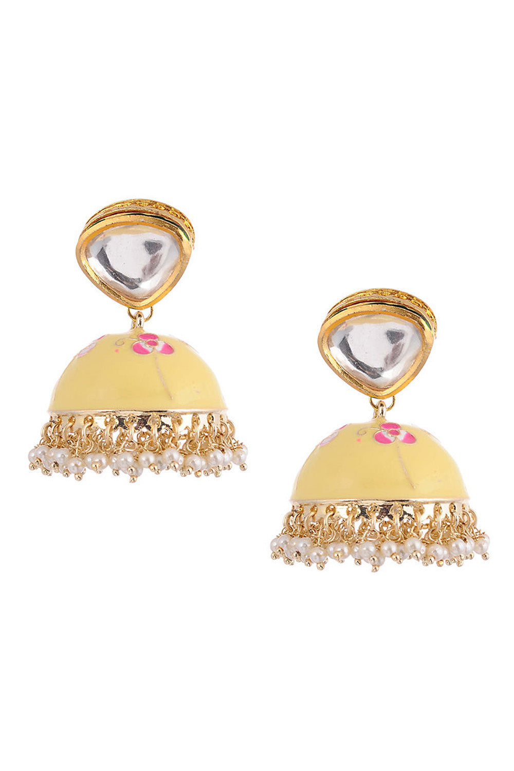 Women's Alloy Metal Jhumka Earrings In Gold