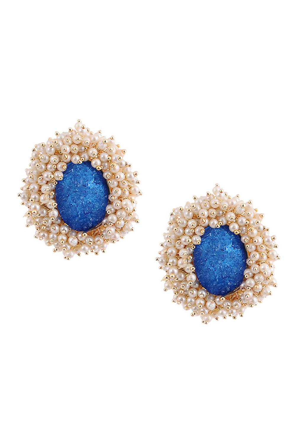 Women's Alloy Metal Stud Earrings In Blue