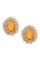 Women's Alloy Metal Stud Earrings In Yellow