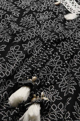 Pure Cotton Bandhani Printed Kurta Top in Black - Zoom Out