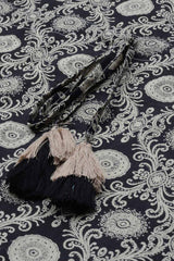 Buy Pure Cotton Batik Printed Kurta Top in Black Online - Zoom Out