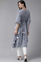 Buy Pure Cotton Batik Printed Kurta Top in Grey Online - Front