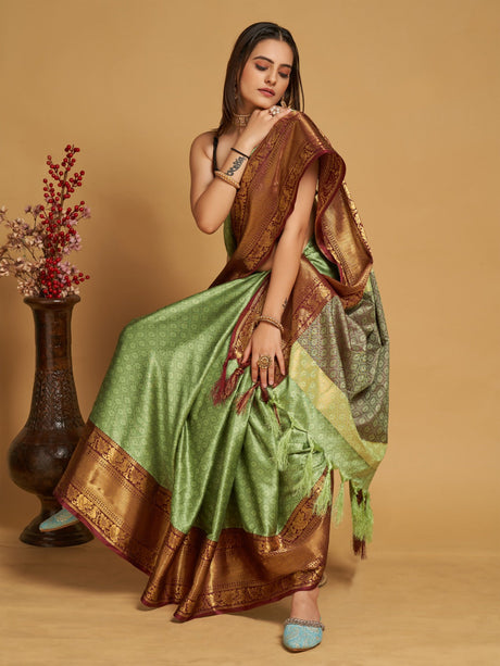 Light Green Banarasi Silk Light Saree