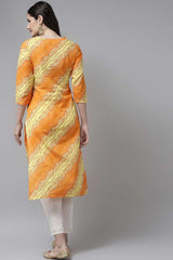 Pure Cotton Sequin Embroidered Yellow Kurta Set - Back