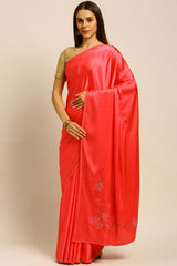 Satin Diamond Work Saree In Pink