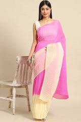 Buy Pink Crepe Pleated Saree Online