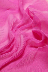 Buy Pink Crepe Pleated Saree Online - Zoom In