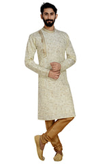 Dhupion Art Silk Kurta With Pajama In Cream