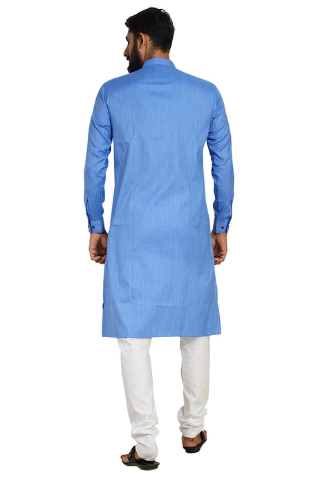 Cotton Flex Kurta with Pajama in Blue