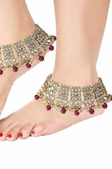 Buy Women's Alloy Anklet in Maroon Online - Back