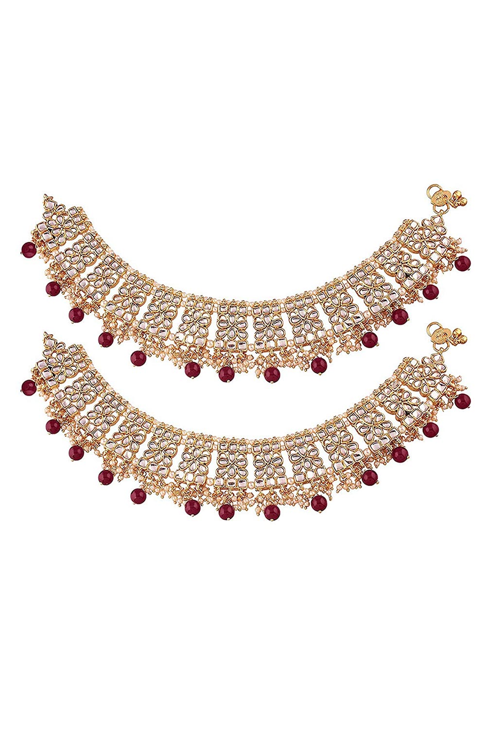 Buy Women's Alloy Anklet in Maroon Online