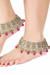 Buy Women's Alloy Anklet in Rani Pink Online - Back